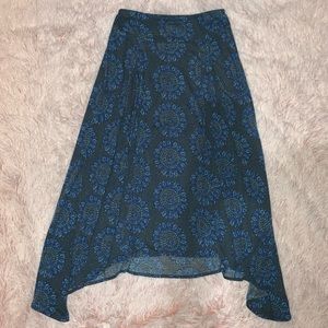 Blue and Grey Free People Midi Skirt